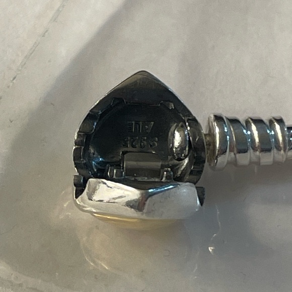 Pandora 14k Gold Domed Heart Clasp Bracelet with Charms - Picture 13 of 15